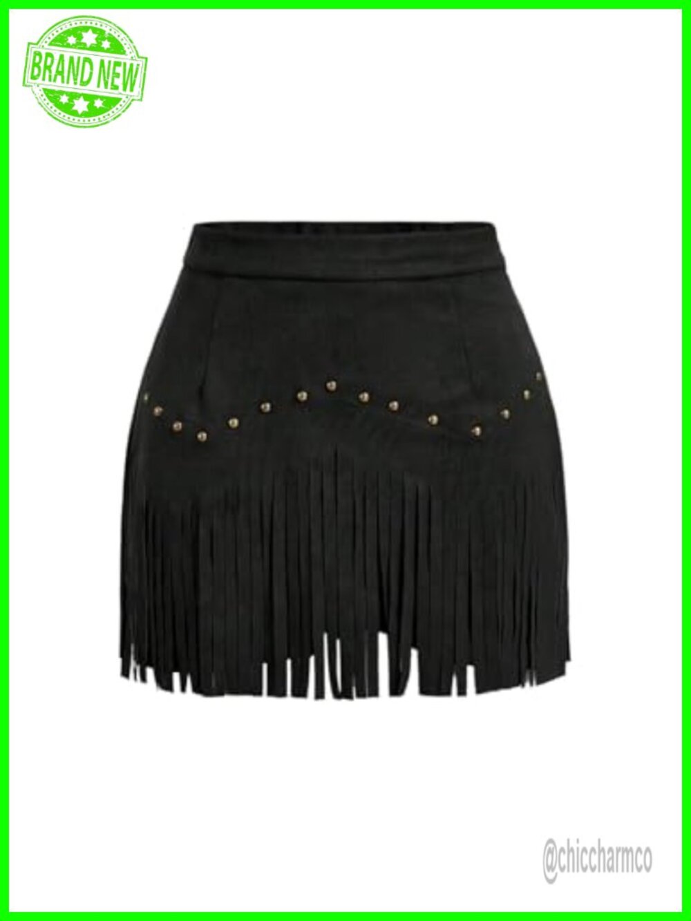 Suede Fringe High Waist Mini Skirt Country Western Cowgirl